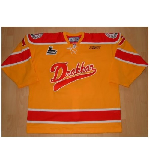 Custom QMJHL Baie Comeau Drakkar 2005 09 Hockey Jersey Alternate Yellow